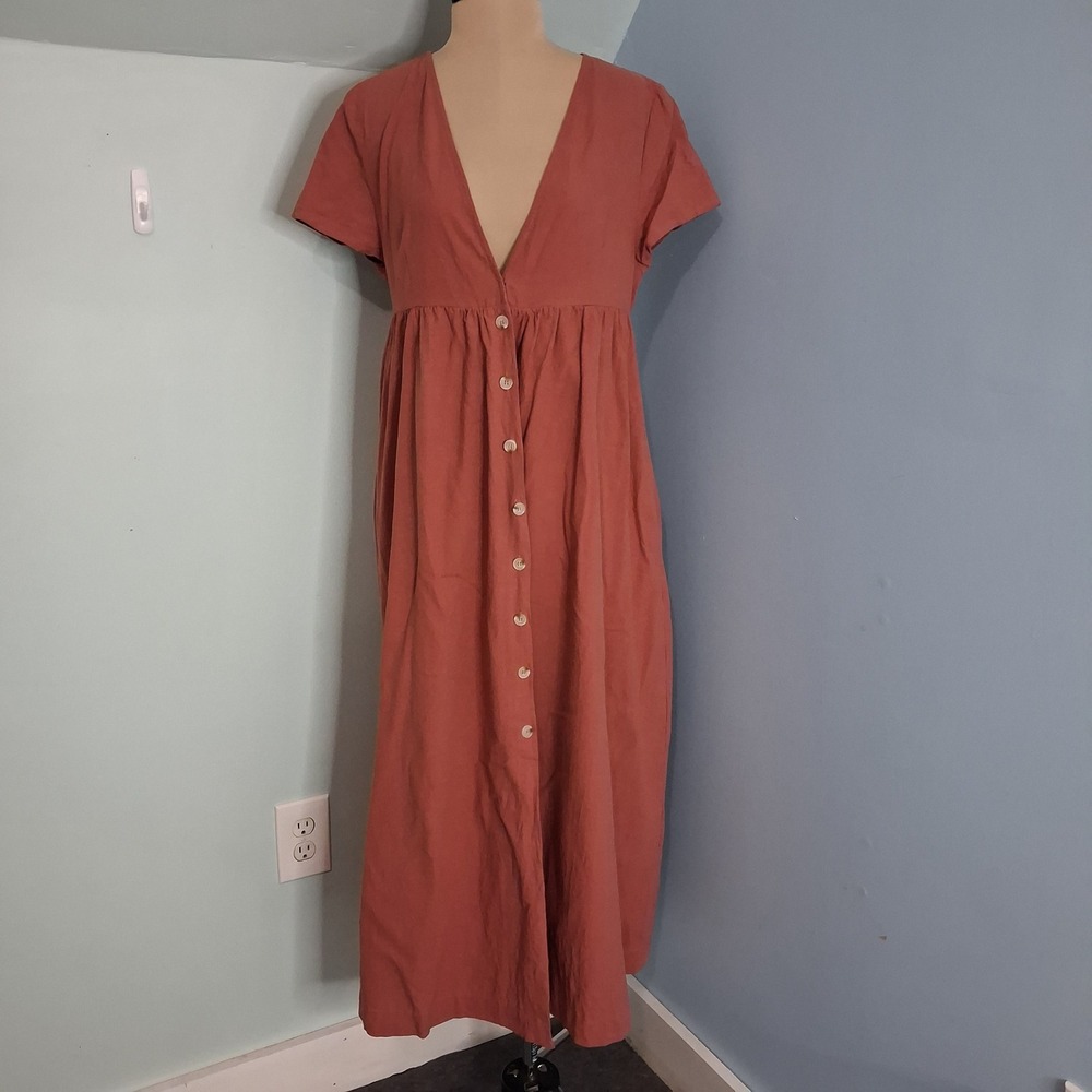 NATURAL LIFE Rust Button-Front Maxi Dress